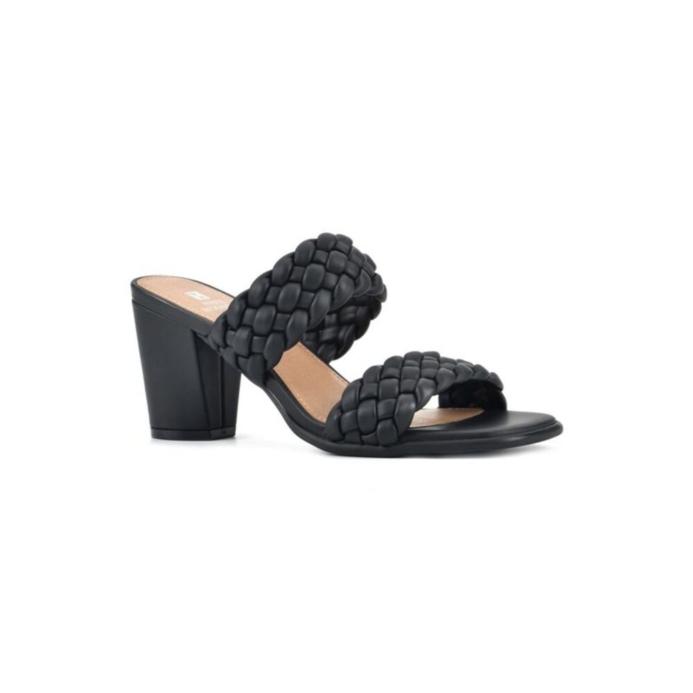 WHITE MOUNTAIN Womens Black By Far Open Toe Block Heel Slip On Heeled Sandal 6 M